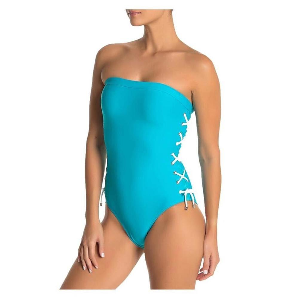 Tommy Hilfiger Lace-Up Strapless Bandeau One-Piece Swimsuit Size 4